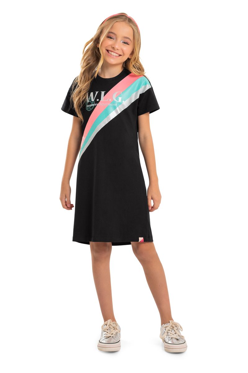 Vestido-Juvenil-em-Cotton--Preto--Gloss-