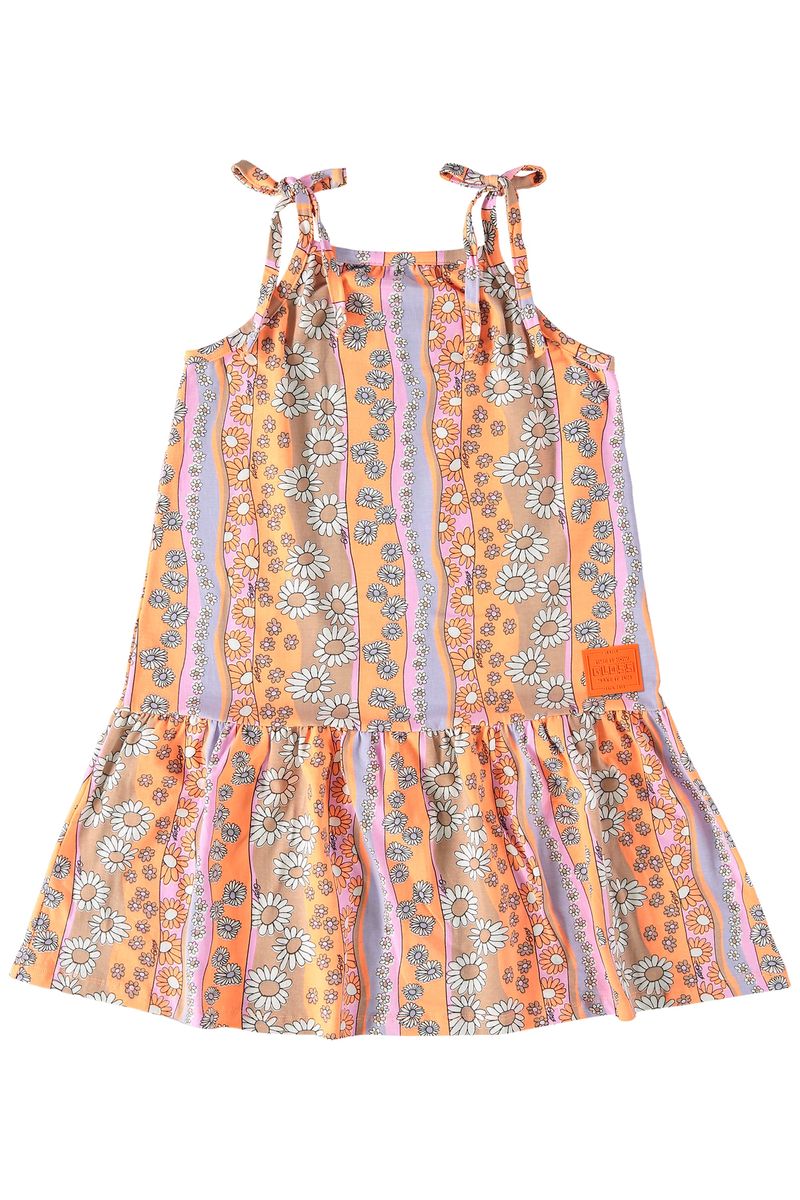 Vestido-Florido-Juvenil-em-Cotton--Laranja--Gloss-