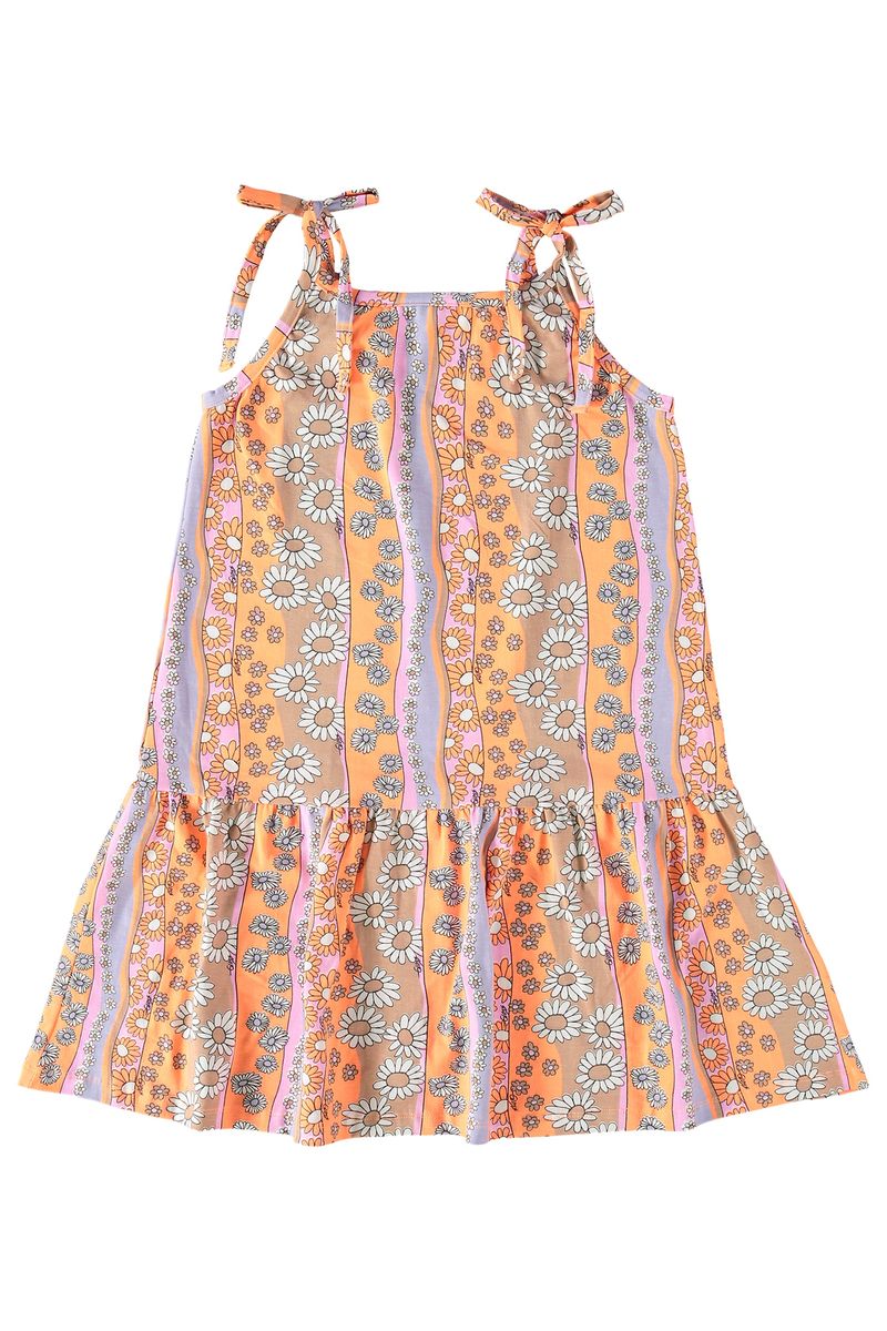 Vestido-Florido-Juvenil-em-Cotton--Laranja--Gloss-