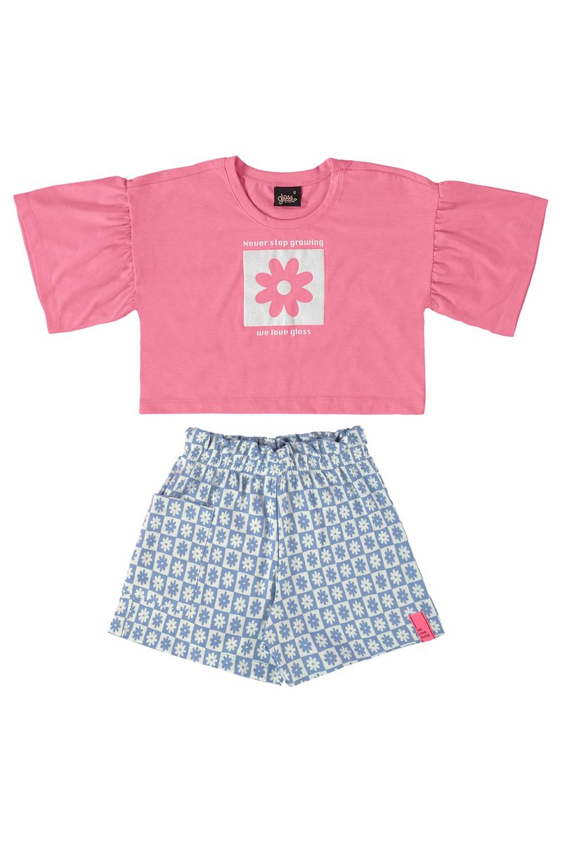 Conjunto-Infantil-Cropped-e-Short--Rosa--Gloss