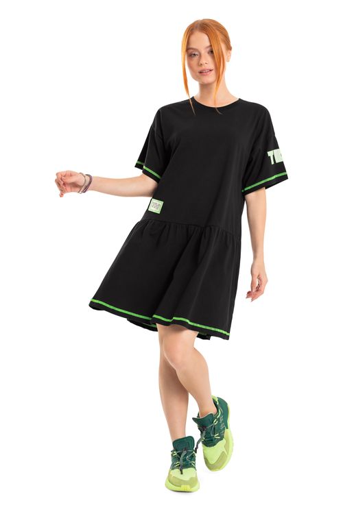 Vestido Manga Curta Infantil (Preto) Gloss