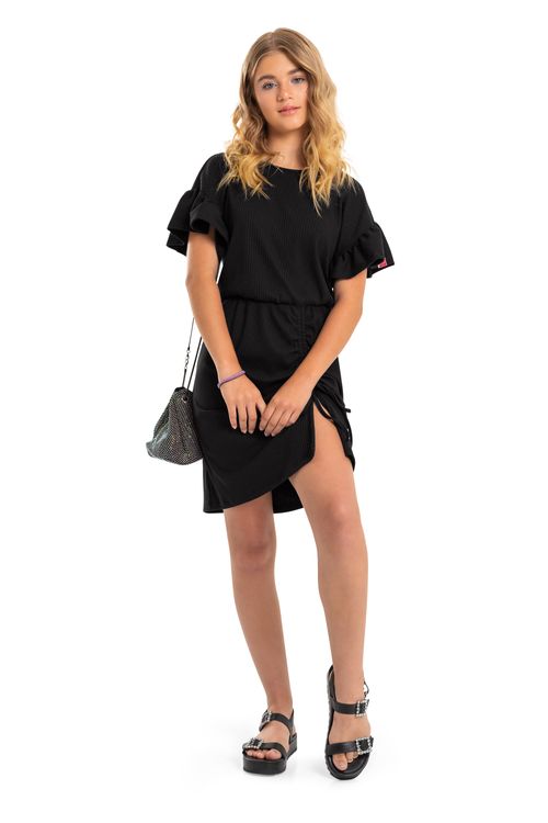 Vestido Manga Godê Infantil (Preto) Gloss