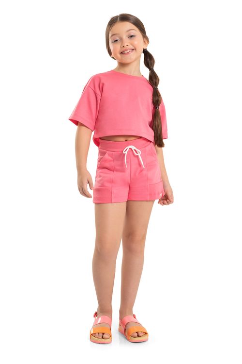 Blusa Cropped Infantil Básica Infantil (Rosa) Gloss