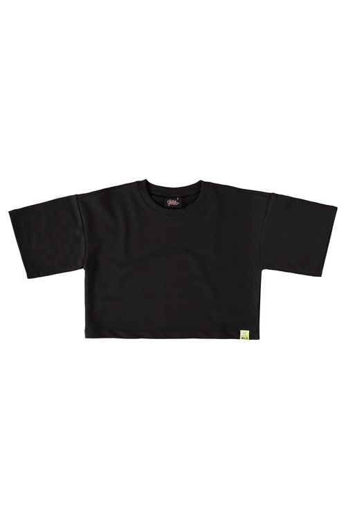 Blusa Cropped Infantil Básica Infantil (Preto) Gloss