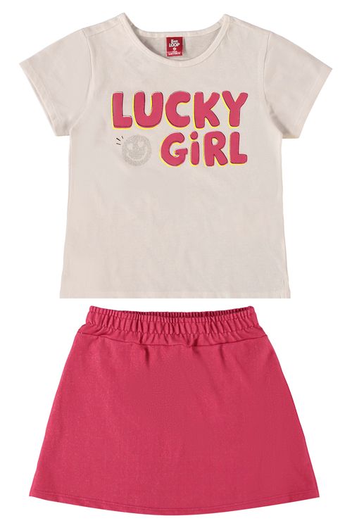 Conjunto Lucky Girl Infantil (Branco) Bee Loop