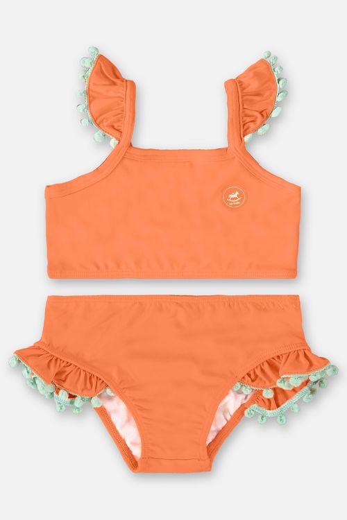 Conjunto Biquíni em Malha com FPS+50 Menina (Laranja Neon) Up Baby