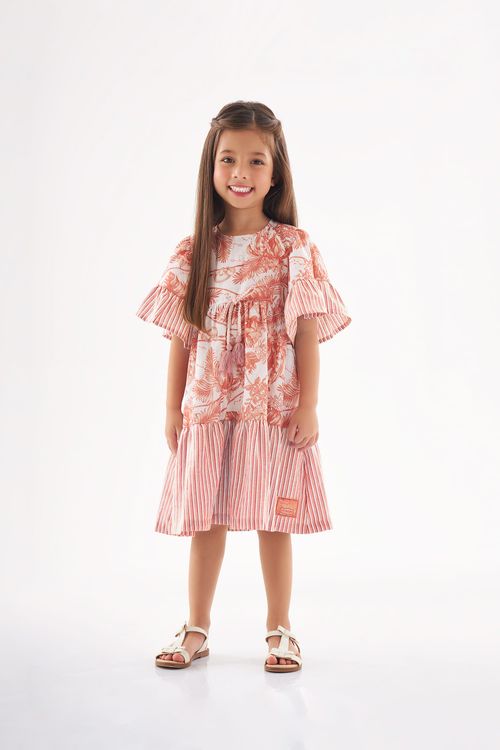 Vestido Infantil em Tecido Voil (Laranja) Up Baby