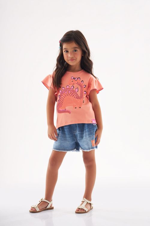 Blusa Dino Infantil em Ribana Canelada (Rosa) Up Baby