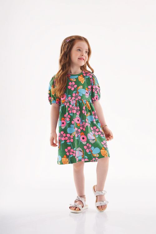 Vestido Garden Wings Infantil em Cotton (Verde) Up Baby