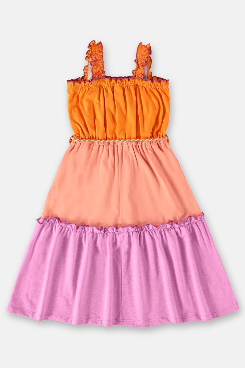 Vestido-Tricolor-Elegance-Infantil--Laranja--Up-Baby