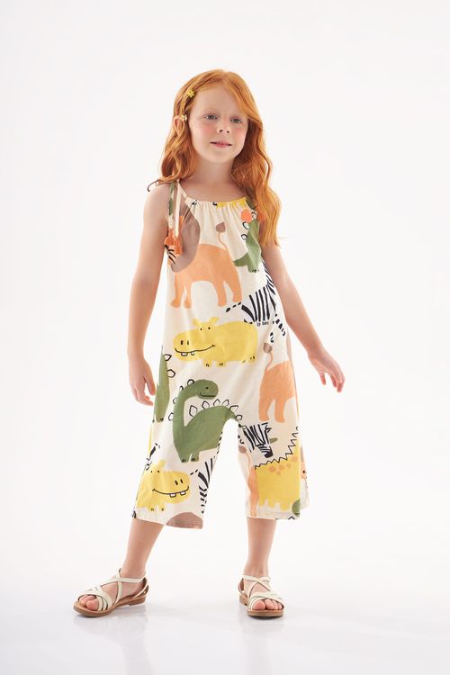 Macacão Safari Roar para Menina (Bege) Up Baby