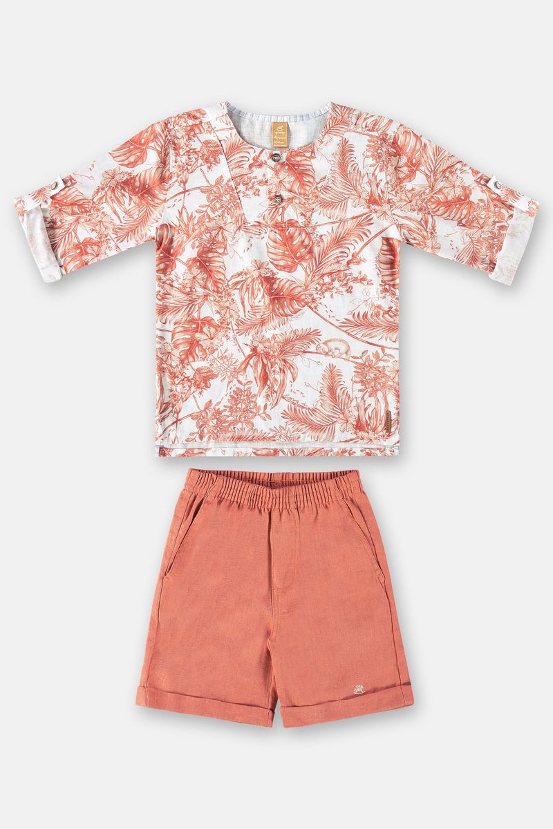 Conjunto-Floral-Sketch-Infantil-para-Meninos--Laranja--Up-Baby-