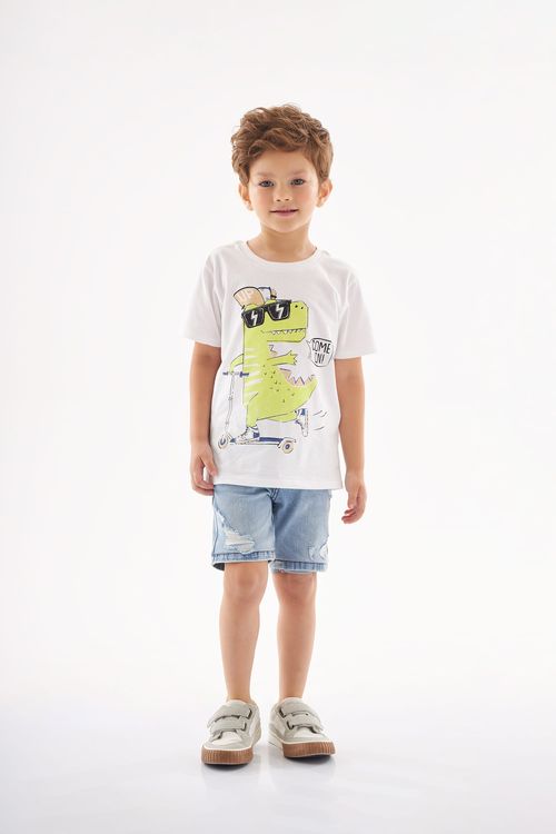 Camiseta Dino Come On Infantil (Branco) Up Baby