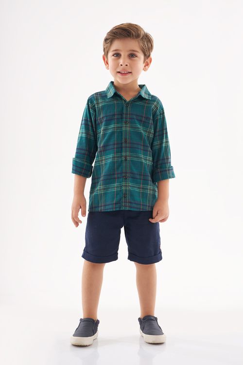 Camisa Infantil Xadrez para Menino (Verde) Up Baby