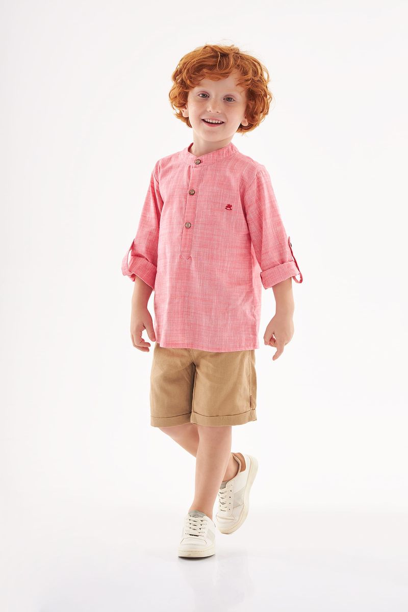 Bermuda-Infantil-em-Linho-para-Menino--Marrom--Up-Baby