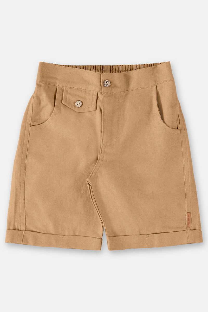 Bermuda-Infantil-em-Linho-para-Menino--Marrom--Up-Baby