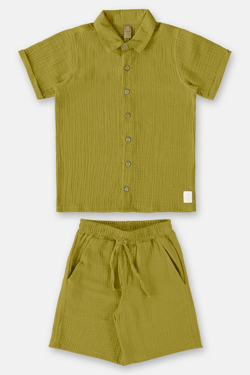 Conjunto com Camisa e Bermuda para Menino (Verde) Up Baby