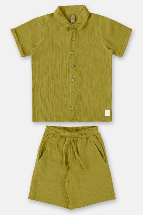 Conjunto com Camisa e Bermuda para Menino (Verde) Up Baby