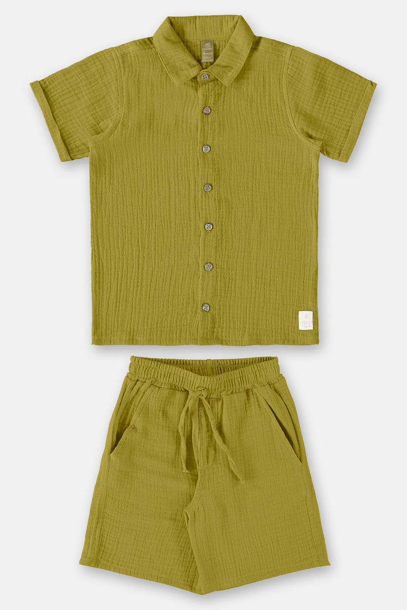 Conjunto-com-Camisa-e-Bermuda-para-Menino--Verde--Up-Baby