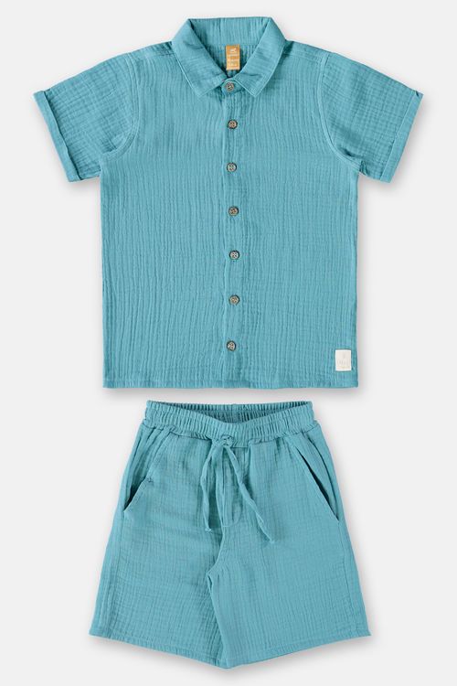 Conjunto com Camisa e Bermuda para Menino (Azul) Up Baby