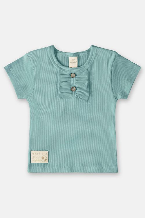 Blusa Infantil Manga Curta em Ribana (Azul) Up Baby