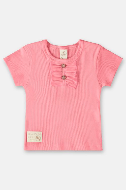 Blusa Infantil Manga Curta em Ribana (Rosa) Up Baby