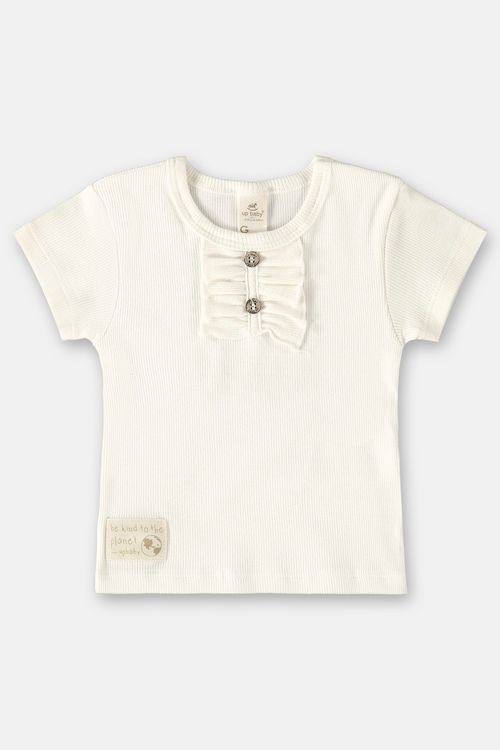 Blusa Infantil Manga Curta em Ribana (Off White) Up Baby