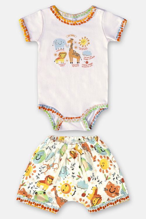 Conjunto Animals Comfy com Body e Short (Off White) Up Baby