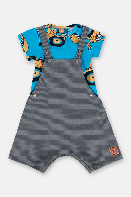 Conjunto Bebê Menino com Jardineira e Body (Azul) Up Baby