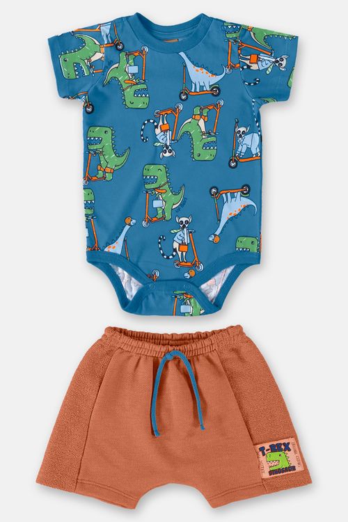 Conjunto Body e Bermuda Bebê Menino (Azul) Up Baby