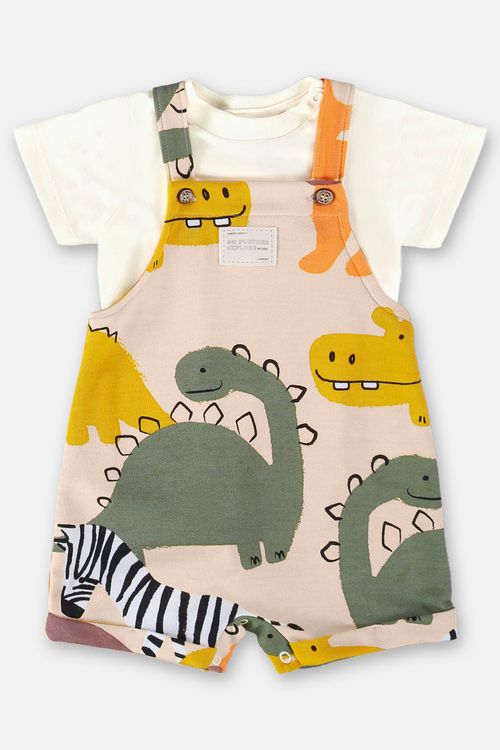 Conjunto Jardineira e Body Bebê Menino (Bege) Up Baby