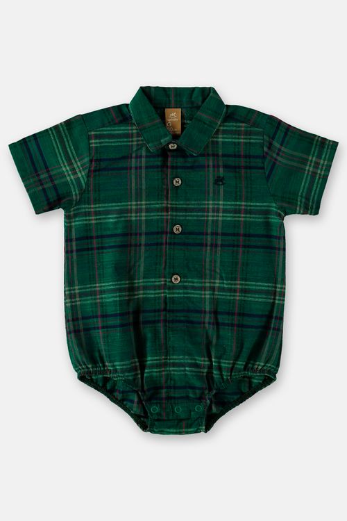 Body Camisa Xadrez Menino (Verde) Up Baby