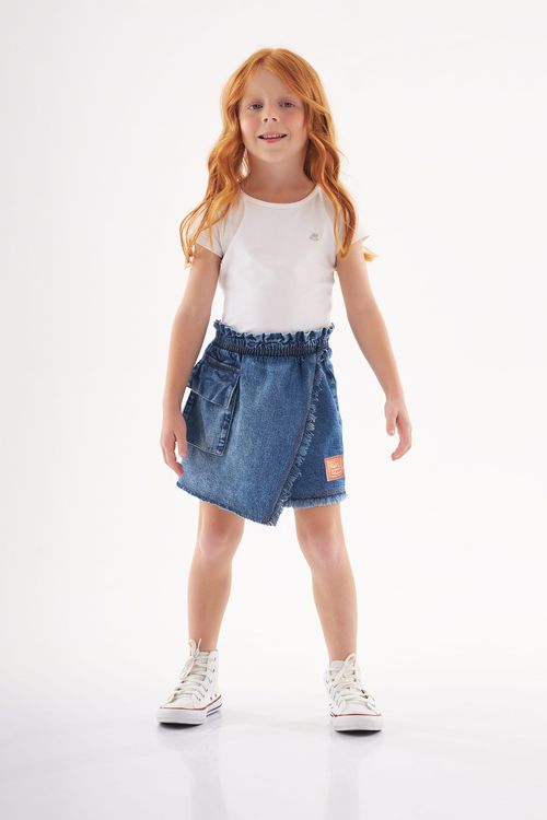 Short Saia Jeans Infantil Menina (Azul) Up Baby