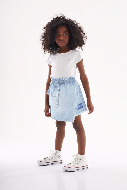 Short Saia Jeans Infantil Menina (Azul) Up Baby