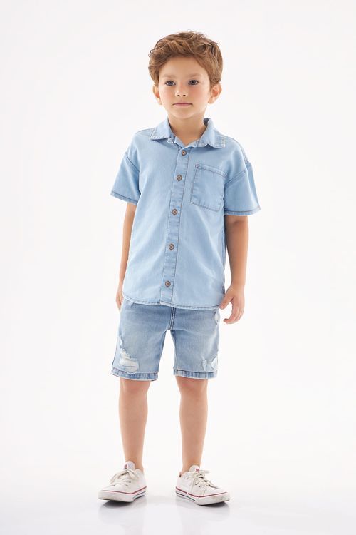 Camisa Jeans Infantil Masculina (Azul) Up Baby