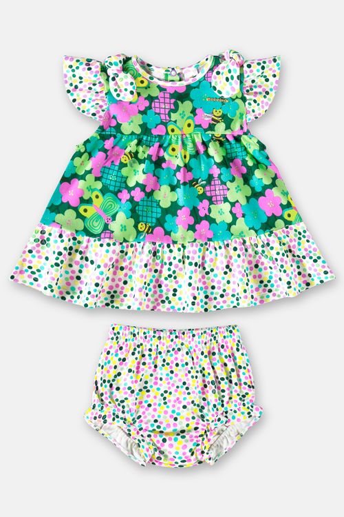 Conjunto Bata e Short Bebê Menina (Verde) Up Baby