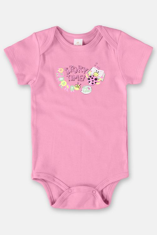 Body Manga Curta Essentials Estampado Menina (Rosa) Up Baby