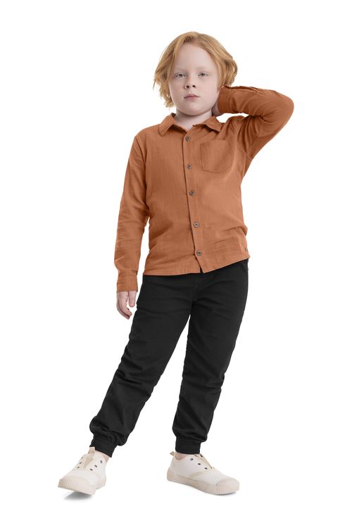 Calça em Sarja Infantil Menino (Preto) Quimby