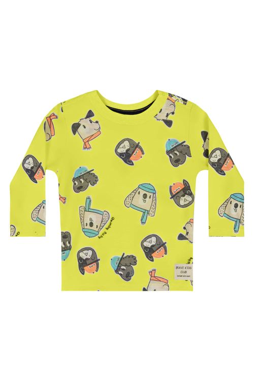 Camiseta em Meia Malha para Bebê Menino (Verde Limão) Quimby