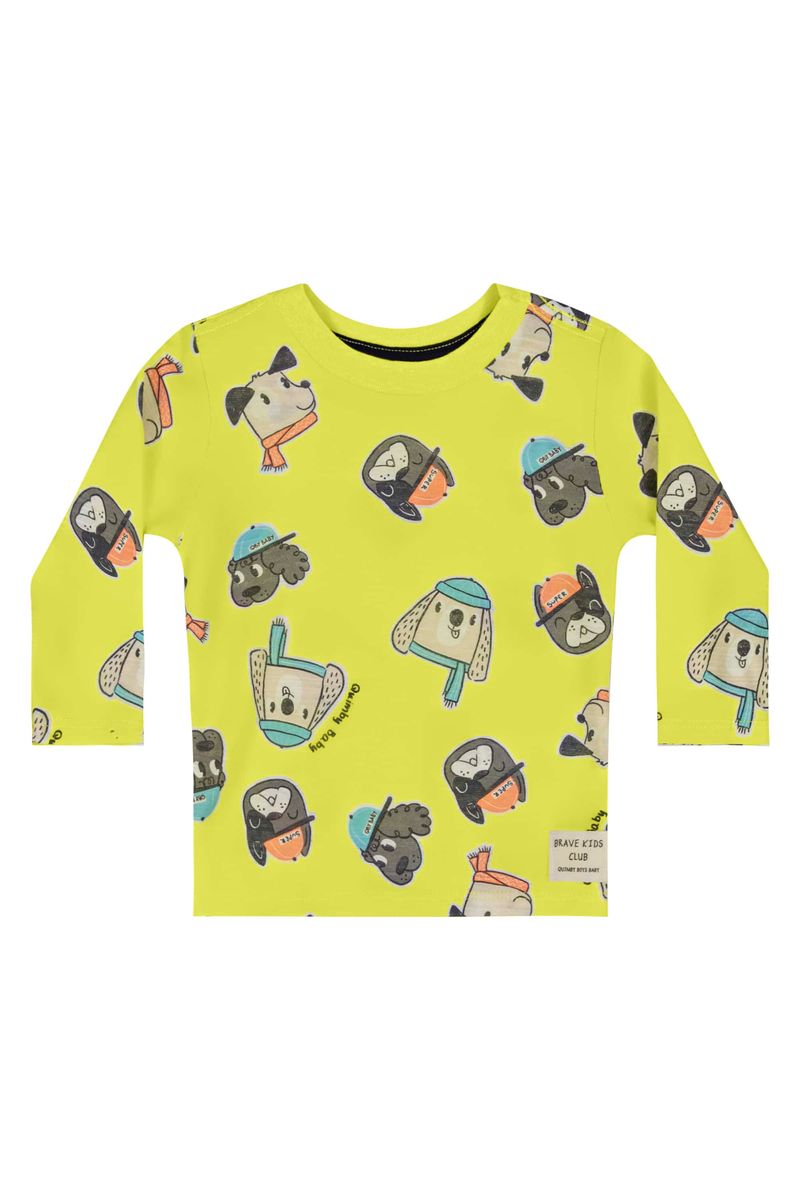 Camiseta-em-Meia-Malha-para-Bebe-Menino--Verde--Quimby