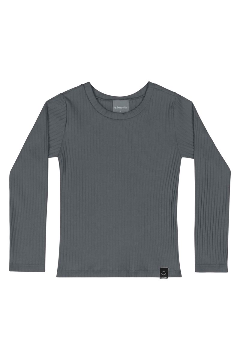 Blusa-de-Manga-Longa-Infantil-Menina--Cinza-Escuro--Quimby