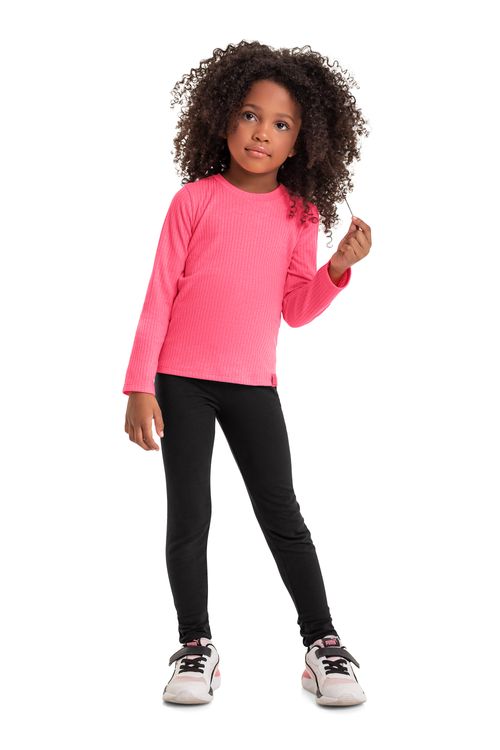 Blusa de Manga Longa Infantil Menina (Rosa Pink) Quimby