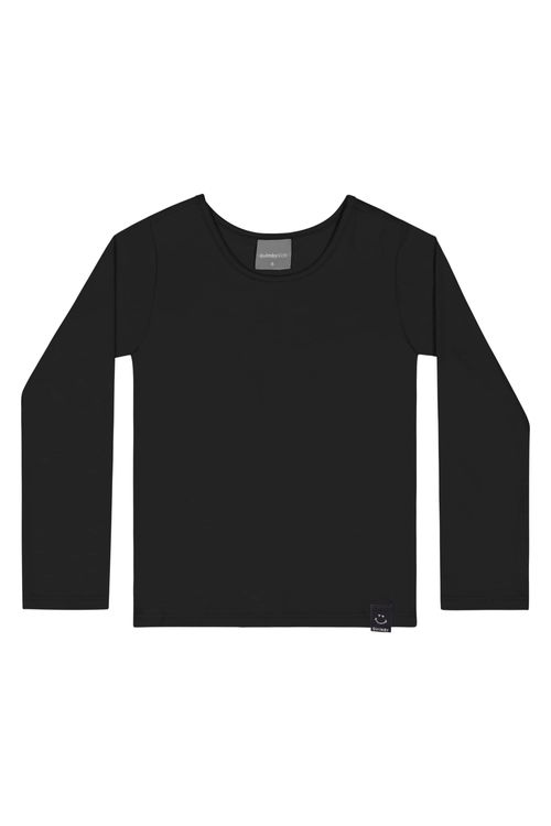 Blusa em Cotton Infantil Menina (Preto) Quimby