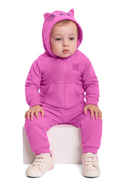 Conjunto Jaqueta e Calça em Moletom para Bebê Menina (Roxo) Quimby