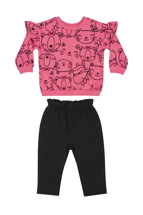 Conjunto Blusão e Calça para Bebê Menina (Rosa) Quimby