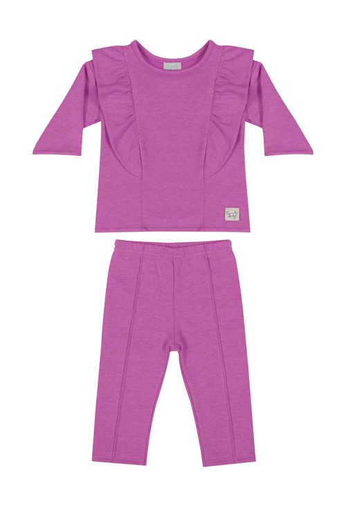 Conjunto Blusão e Legging em Molecotton para Bebê Menina (Roxo) Quimby