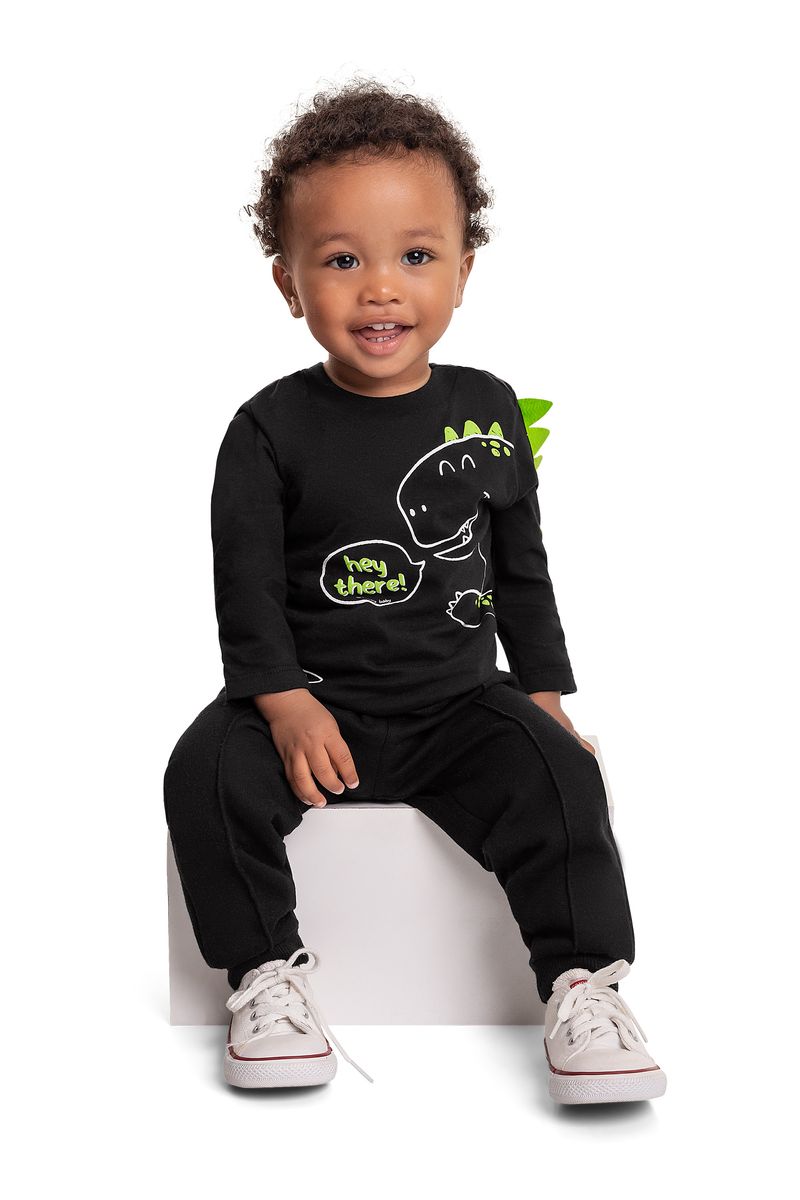 Camiseta-em-Meia-Malha-para-Bebe-Menino--Preto--Quimby