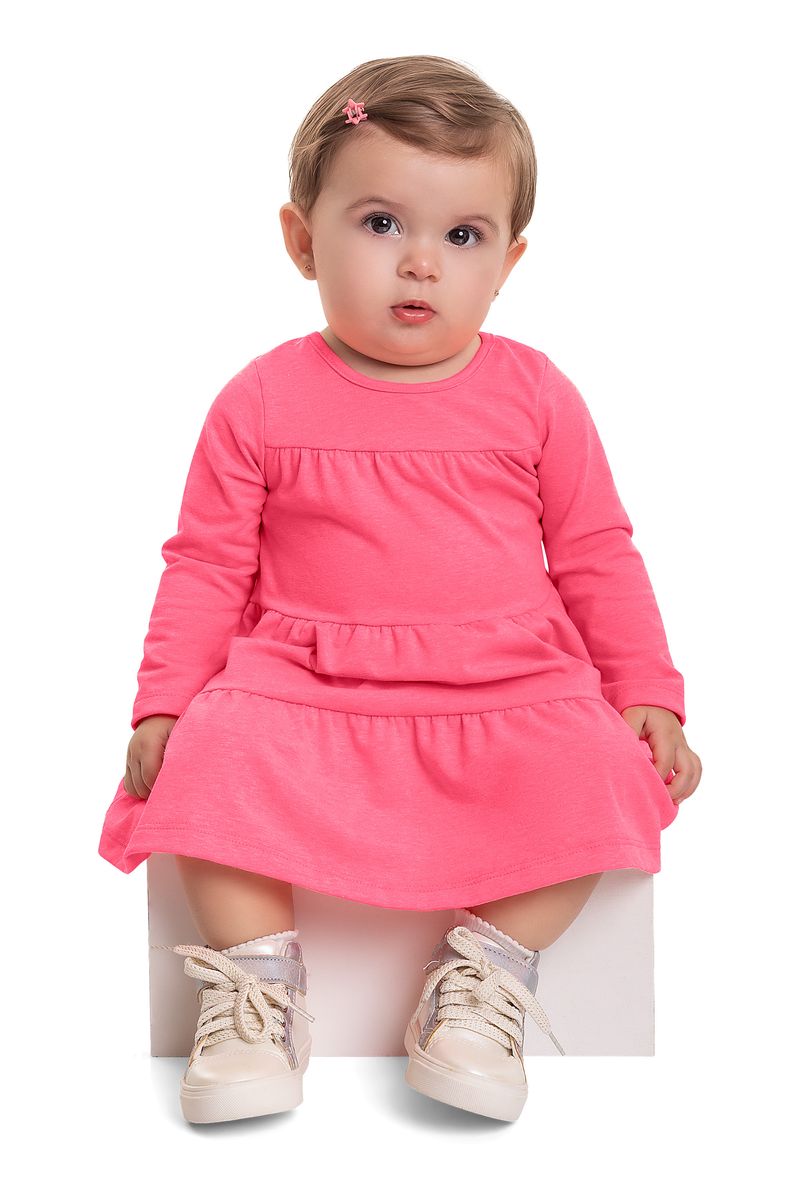 Vestido-Manga-Longa-para-Bebe--Rosa-Pink--Quimby