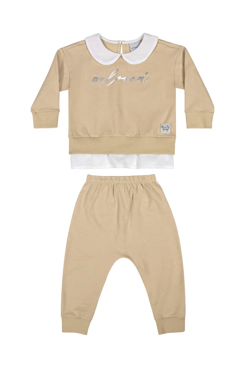 Conjunto-Blusao-e-Calca-para-Bebe-Menina--Bege--Quimby