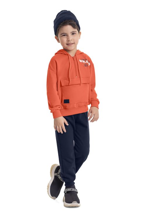 Conjunto Blusão e Calça Infantil Menino (Laranja) Quimby